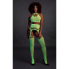 Ouch! Glow Ensemble Bustier Dos nu et Porte-Jarretelles 2 Pièces Vert Fluo
